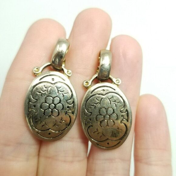Vintage Gold Tone Dangle Flower Disc Clip On Earrings, Screw Backs, Retro - Picture 7 of 7